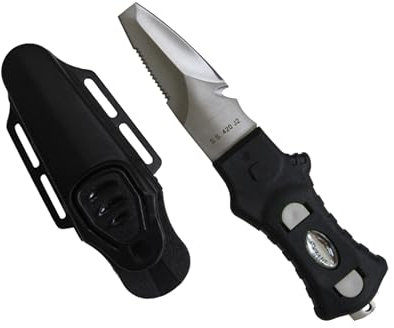 Scuba Diving Compact Black Stainless Steel Blunt Tip BCD Knife