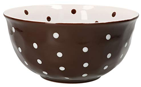 80848 - Schale, Schüssel - braun/weiße Punkte Ø 24cm, Keramik
