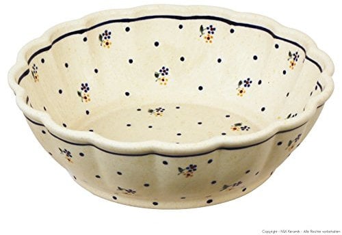 Blue Rose Polish Pottery Country Meadow Large Scalloped Bowl