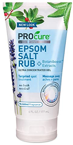 PROCURE Epsom Salt Rub Gel with Aloe Vera, 6 Fluid oz. (Pack of 3); Soothes Muscle Tension, Aches & Pains Directly Where It Hurts.