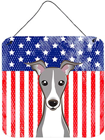 Caroline's Treasures BB2166DS66 Amerikanische Flagge und italienischer Windhund, Wand- oder Türaufhängung, 15,2 x 15,2 cm, mehrfarbig
