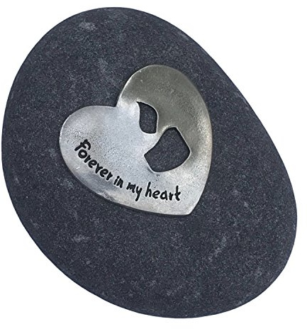 Whitney Howard Designs Sympathy Remembrance Gift - Forever in My Heart River Stone with Candle Motif - Memorial Garden Stone Bereavement Gift for Loss of Loved One