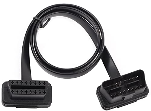 Keenso Auto OBD2 Diagnosekabel, 16 Polig Stecker auf Buchse Diagnoseadapter Verlängerungskabel Draht Flach OBDII Flachbandkabel Diagnose Adapter Stecker(60CM)