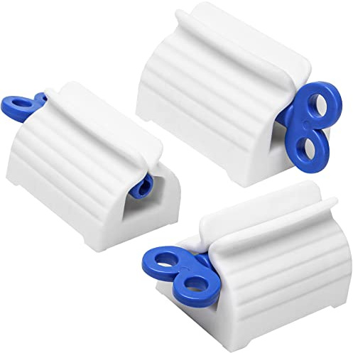 Asqraqo 3 Stück Tube Zahnpasta-Quetscher mit rollendem Zahnpasta-Halter, rotierender Quetsch-Zahnpasta-Artefakt-Spender für Badezimmer (blau)