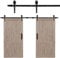 10FT Carbon Steel Sliding Track Kit for Double Barn Doors - Hanging Rail with Round Wheels