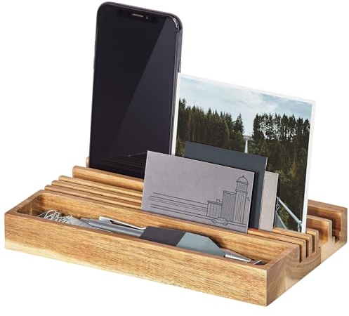 Gentlemen's Hardware Schreibtisch-Organizer aus Holz mit Telefonständer – enthält Stauraum für Stifte, Visitenkarten und andere kleine Gegenstände – 100% recycelbare Verpackung.