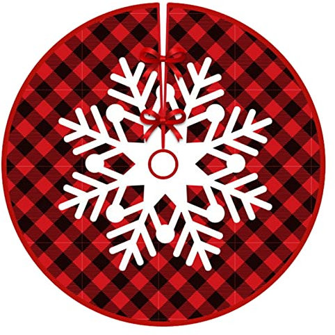 PW TOOLS Gonna per Albero di Natale a Quadri, gonne per Albero di Bufalo Scozzese Rosso e Nero, Decorazioni Natalizie a Quadri da 36 Pollici stuoia per la Decorazione della Festa di Capodanno