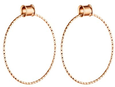 Homxi 2er 12mm Tunnel Ohr,Chirurgenstahl Plug 1/2 inch Damen Plug Ohr mit Großem Hoop Flesh Tunnel Set Rosegold