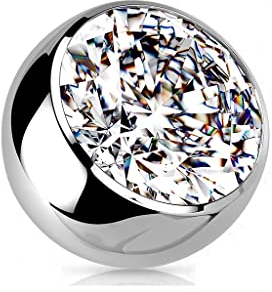 Paula & Fritz® Piercing Ersatz-Kugel 5-mm Silber Klar Titan-IUM Grade 23 Innengewinde 1,6-mm Stärke Kombinierbar Zirkonia Barbell Labret Surface