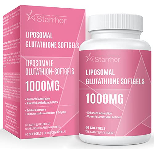 Gélules de glutathion liposomal, supplément de glutathion haute puissance 1000mg par portion, 60 gélules (1 Pack)