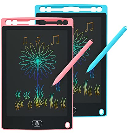 2 Pack LCD Writing Tablet for Kids, 8.5 Inch Drawing Doodle Board Pad Tablet Scribbler Pad, Portable Learning Educational Toys with Lock, Colourful Drawing Pad for Kids 3-6 Years Old Girl Boy