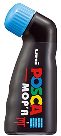 Posca MOP’R PCM-22 Water Based Permanent Paint Markers. 3mm - 19mm Round Tip for Art & Crafts. Multi Surface Use On Wood Metal Paper Canvas Cardboard Glass Fabric Ceramic Rock Stone Pebble. Box of 4 , Light Blue