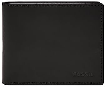 Fossil Derrick Bifold RFID avec identifiant à Rabat Noir, Noir