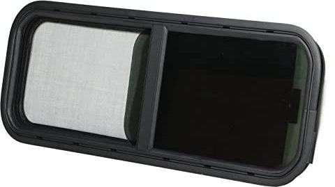 Finestra Scorrevole per Camper, Finestra Scorrevole per Ad Angolo Tondo 900x300mm Finestra per Paralume in Vetro Temperato Nero per Rimorchio Camper