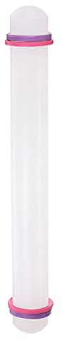 sourcing map Fondant Rolling Pin 13 Inch x 1.38 Inch Adjustable Guide Rings Non-Stick PP Plastic Fondant Roller Dough Roller Kitchen Decorating Tools for Cookie Pastry Pizza Clay