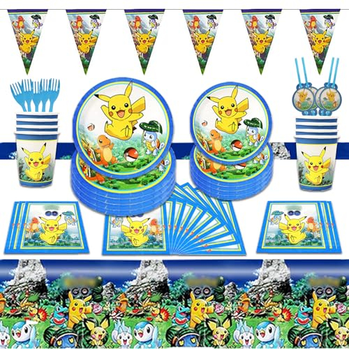 IRONIUM 81 Stück Geburtstag Party Set für 10 Gäste, Deko Geburtstag, Thema Party Set, Party Geschirrset für Kinder Teenager Geburtstag Partydekoration
