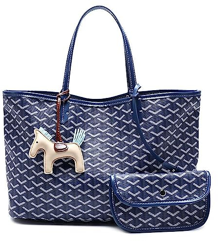 Modische Einkaufstasche für Damen, große Leder-Schultertasche für Damen, Designer-Dupes für Frauen, Handtaschen, Reisetaschen-Sets, Blau