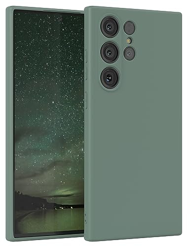 EAZY CASE - Silikonhülle für Samsung Galaxy S23 Ultra Hülle Silikon Case Grün weich stoßfeste Handyhülle Galaxy S23 Ultra Schutzhülle mit Kameraschutz Dünn Premium Schutz Cover TPU Bumper Dunkelgrün