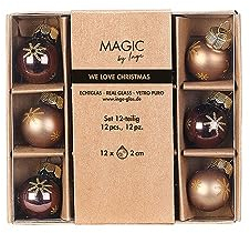 Weihnachtskugeln Glas 2cm x 12 Stück in Kartonbox Christbaumkugeln braun beige - Elegant Lounge