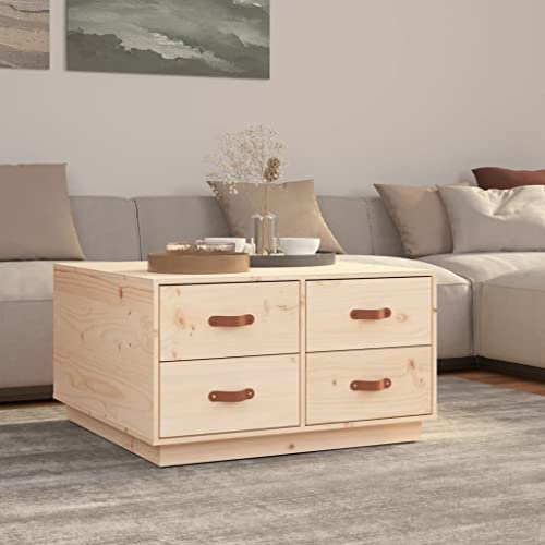 ZQQLVOO Sofatisch Nachttisch Betttisch Laptoptisch Couchtisch 80x80x45 cm Massivholz Kiefer Geeignet für Wohnzimmer Schlafzimmer Büro