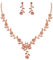 Clearine Wedding Costume Jewellery Set Flower Leaf Cluster Rhiestone Pendant Necklace Dangle Earrings for Women Bridal Brides Champagne Rose Gold-Tone