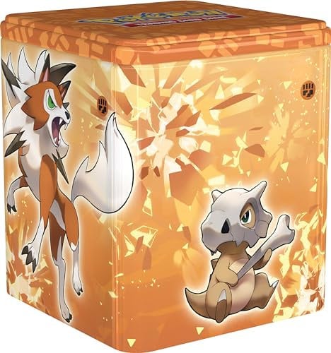 Pokémon TCG: Fighting Stacking Tin - Lycanroc (3 booster packs & coin)