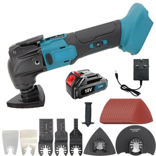 Oscillating Multi Tools,18V Li-Ion Cordless Brushless Oscillating Multi Tool Compatible with Makita,20,000 RPM Electric Corded Multi Tool with 1x3.0Amh Battery, 6 Variable Speeds, 4°Oscillation Angle
