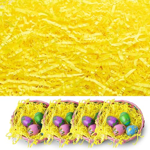 HOVUK 200 g Ostergras in Gelb, Ostergras geschreddertes Seidenpapier für Korbfüller, Partyzubehör, künstliche Geschenkdekoration
