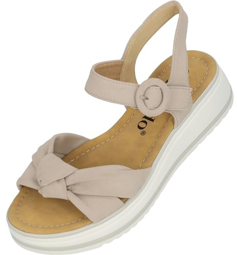 Palado Damen Sandalen Ebelli – modische Pantoletten - elegante Sommerschuhe - bequeme Sandaletten mit verstellbaren Riemen Beige UK7 - EU40