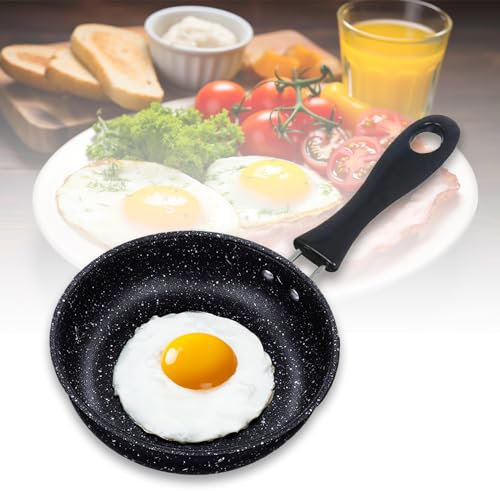 DIKARIYA Mini Pfanne, Kleine Bratpfanne 16cm, Klein Pfanne Induktion Gasherd Geeignet, Eierpfanne Antihaft Induktionspfanne mit Griff, Tragbar Mini-Eierbratpfanne Spiegeleipfanne für Camping Kochen