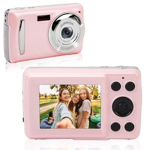 Fotocamera Digitale FHD 1080P Messa a Fuoco Automatica, Mini Fotocamera Portatile con Zoom Digitale 16X da 2,4 16MP, Fotocamera Selfie Vlogging Anti-Shake per Ragazzi Ragazze