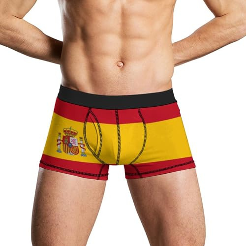 Oudrspo Calzoncillos Tipo bóxer para Hombre con Bandera de España, Ropa Interior Suave, Pantalones Cortos elásticos, bañadores Deportivos sexys