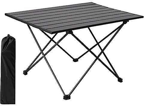 Portable Camping Table, Roll Top Aluminum Folding Lightweight Camping Table with Carry Bag for Picnic, Beach, Fishing, BBQ, Hiking, Fishing (Size S)
