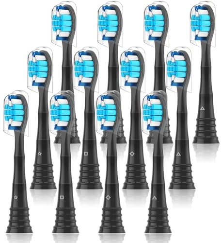 Sulkiwe Ersatzbürsten Kompatibel mit Philips Sonicare Elektrische Zahnbürste, Aufsätze passend für Philips Sonicare 4500 4300 7300 2000 3100 9000 5100, (Schwarz, 12 stück)