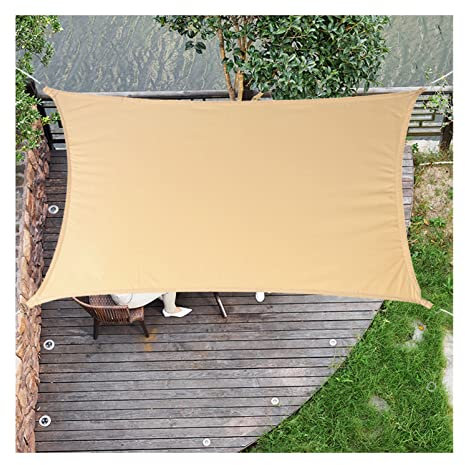 Sonnensegel für den Außenbereich, regenfestes Segeltuch, Sonnenschutznetz, Sonnenschutzmarkise, UV-Block, wasserdichtes Sonnenschutzdach für Garten, Terrasse, Camping, Carport, Hof, Sandfarbe, 5 x 6 m