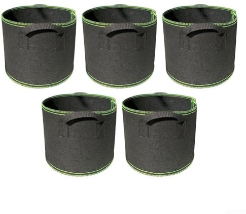 HpLive Lot de 5 sacs de croissance de 3/5/7/10 gallons avec poignées, sacs de plantation réutilisables en tissu non tissé pour pommes de terre, tomates, carottes, concombres (25 x 22 cm)