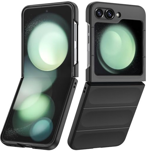 RIIMUHIR Silicone Case for Samsung Galaxy Z Flip 5, Silky-Hard Touch Cover, Anti-Scratch Phone Case with Microfiber Lining, Shockproof Full Body Protective Case with Camera Protection (Black)