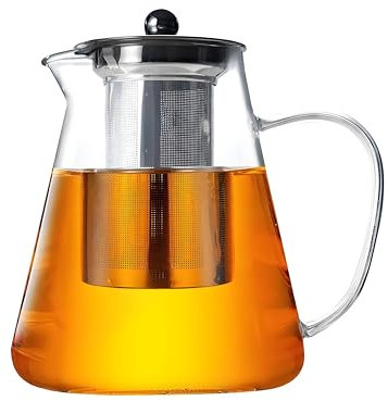 1400ml Glass Teapot with Removable Infuser, CMXING Stovetop Safe Tea Kettle, Borosilicate Glass Teapot for Blooming and Loose Leaf Tea