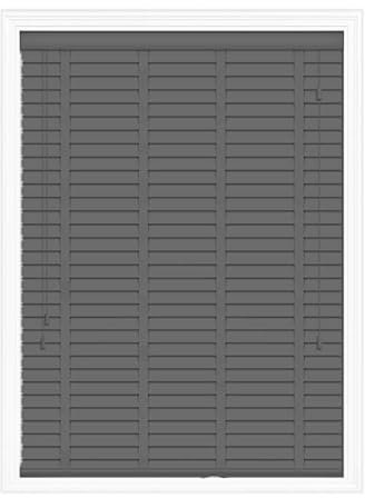 Home In Style 4U Faux Wood Blinds Window Venetian Blinds Easy Fit Child Safe Tape Trimmable Wooden Blinds-50mm Slats with Aluminium Headrail (Charcaol With Tape, 60X150)