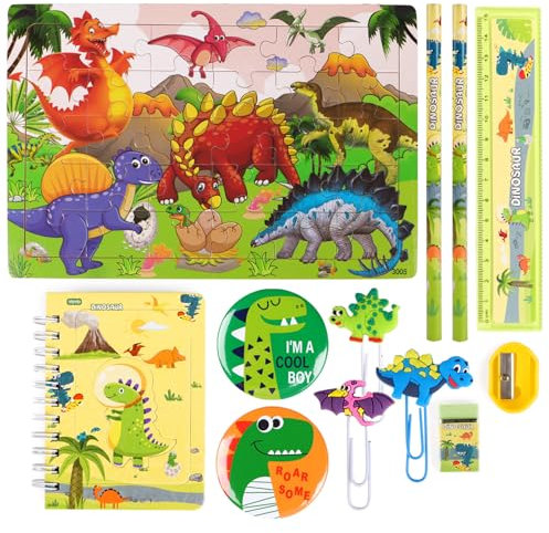 MEJOSER 12 Stück Dinosaurier Schultüte Füllung Inhalt Dino Zuckertüte Einschulung Geschenk Junge Party Mitgebsel Wundertüte Mädchen Kinder Geburtstag Schulanfang Geschenke für Schulkind (Dino)