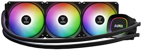 GAMDIAS AURA GL360 LITE 360mm AIO Liquid CPU Cooler, Optimized Fluid System, Performance Copper Base, 3 x 120mm ARGB Fans, Support Low-Noise PWM & ARGB Sync, Intel LGA 1851/1700;AMD AM5/AM4, Black