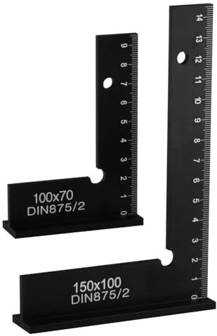 suaywo Set di 2 angoli di arresto 90° per lavori precisi, 100 x 70 mm e 150 x 100 mm, angolo di arresto in metallo per lavori di precisione e metallo, colore nero