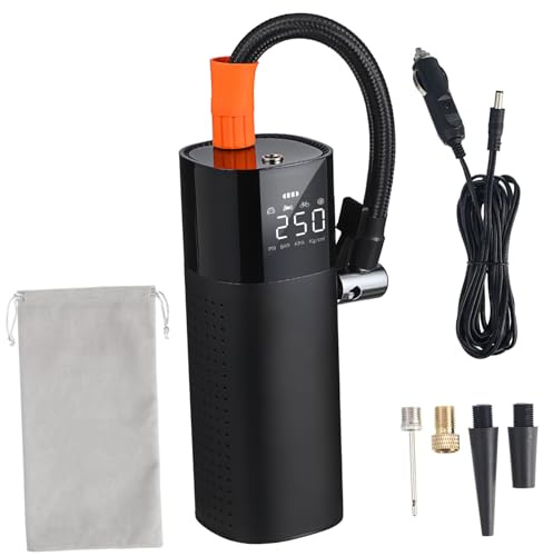 Vaguelly Corded Electric Tire Inflator with Digital Screen, Portable Car Air Compressor Pump for Bikes and Motorbikes, Auto Tire Pressure Pump with LED Light for Travel and Emergency Use