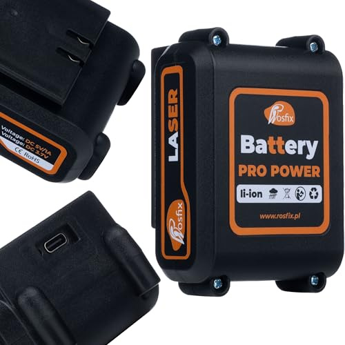 Rosfix Battery Pro Power 3600 mAh – Li-Ion Akku für Laser-Wasserwaage | 3.7V | USB 5V/1A | CE, RoHS-Zertifiziert | Zubehör für Kreuzlinienlaser