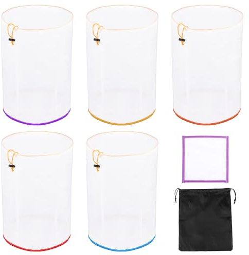 Fyeme 5 Stück 5 Gallonen Bubble Bags Nylon Filterbeutel 5 Farben 25-220 Mikrometer Wiederverwendbar Siebbeutel Set mit Filterpresse Aufbewahrungstasche für Kaffee Saft Sojamilch