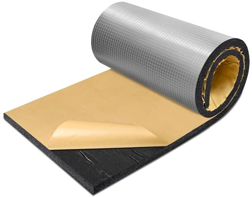 TroyStudio Feuille de mousse à cellules fermées insonorisante, autocollante, 33 x 99,1 cm, bouclier thermique – Rouleau d'isolation thermique et sonore pour la maison, la voiture, le CVC, les tuyaux