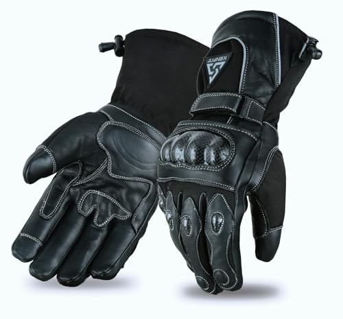 Kenfit Motorcycle Gloves Genuine Leather Carbon Knuckle Protection Waterproof