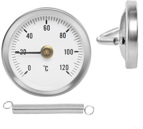 ZAMETTER Rohrthermometer, 2 Stück, 0 bis 120 Grad Celsius, Edelstahl, Rohrthermometer, Temperaturanzeige für Heizungsrohre, Warmwassersysteme, Klimaanlage, Kraftstofftanküberwachung