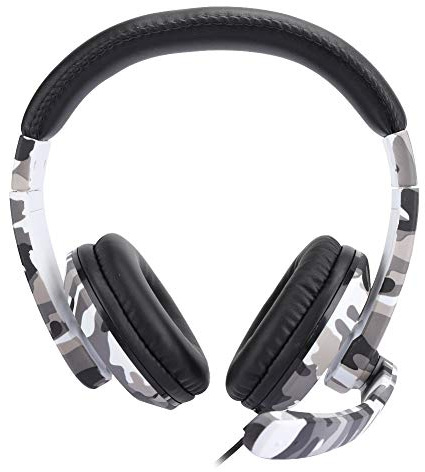 Kukyller Casque de Jeu, Casque de Jeu avec Microphone Filaire pour téléphone Ordinateur Camouflage Blanc