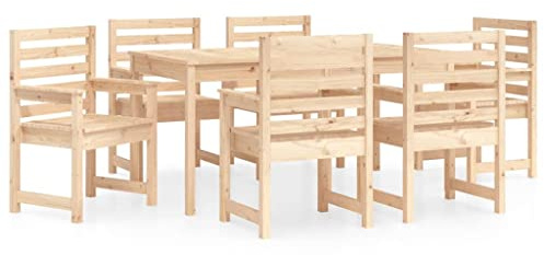 HFXHIJXQ Massivholz Gartenmöbel Set 7-TLG Kiefer 159,5 x 82,5 x 76 cm Rustikale Gartengarnitur ausziehbar mit 6 Stühlen Robust & Wetterfest für Balkon Terrasse und Innenhof